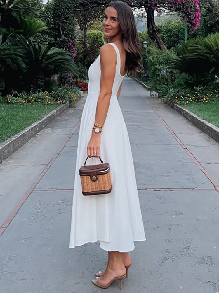 Adrienne – Robe midi structurée minimaliste
