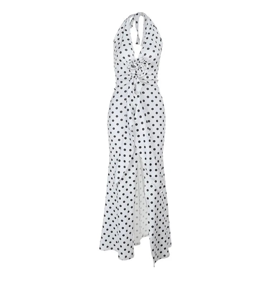 Marylin – Robe Blanche à Pois
