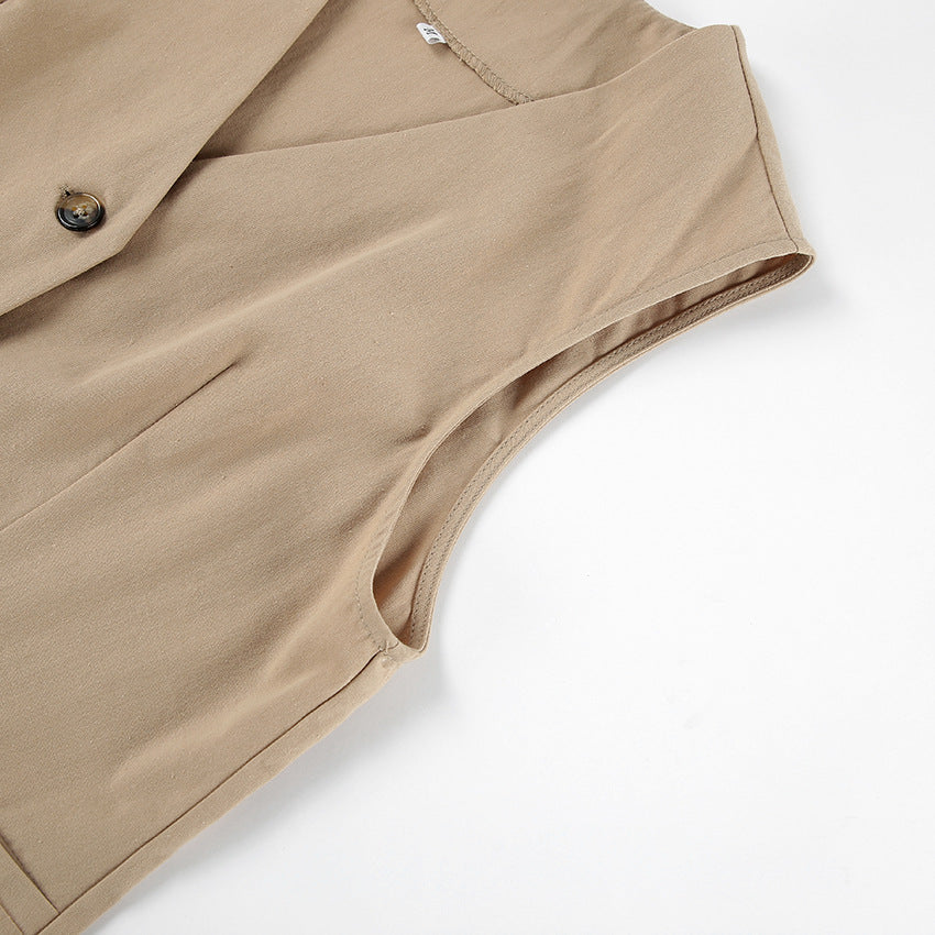 Alexa – Ensemble Gilet et Short en Lin Beige