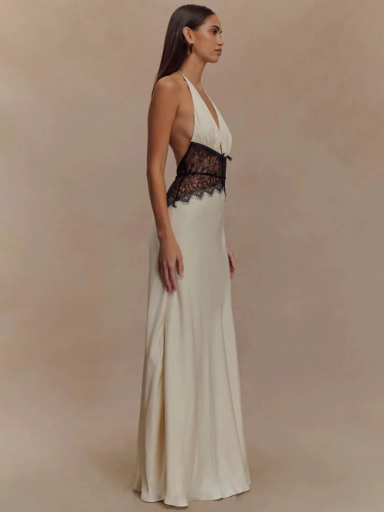 Andrea – Robe Longue à Détail Dentelle