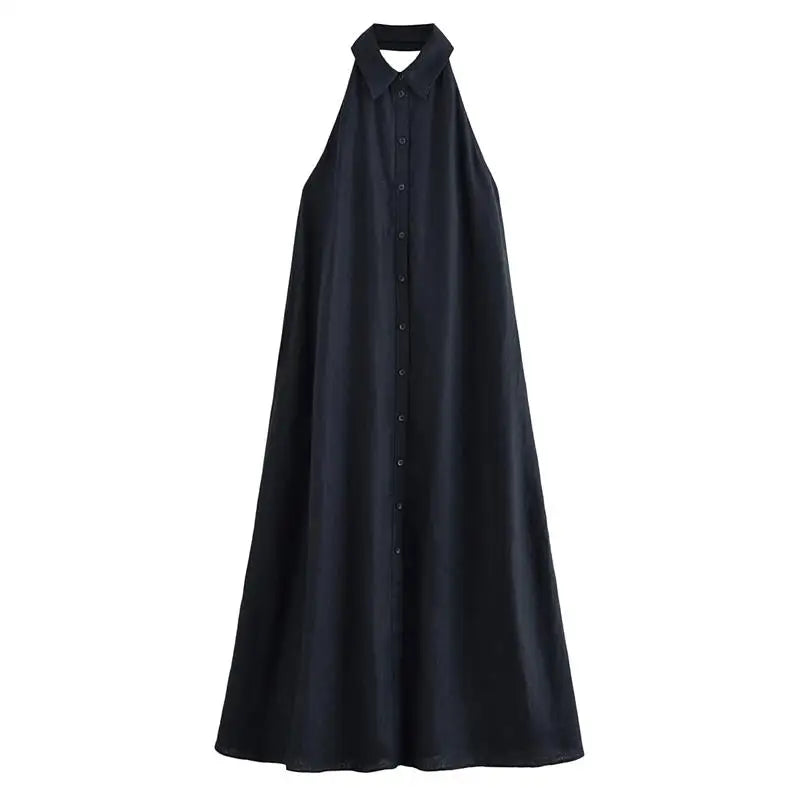 Inès – Robe chemise noire