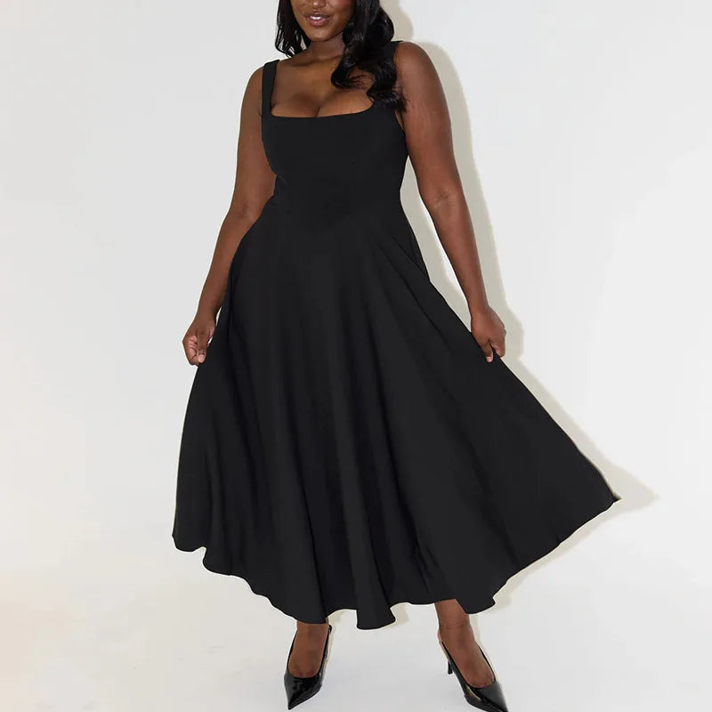 Adrienne – Robe midi structurée minimaliste