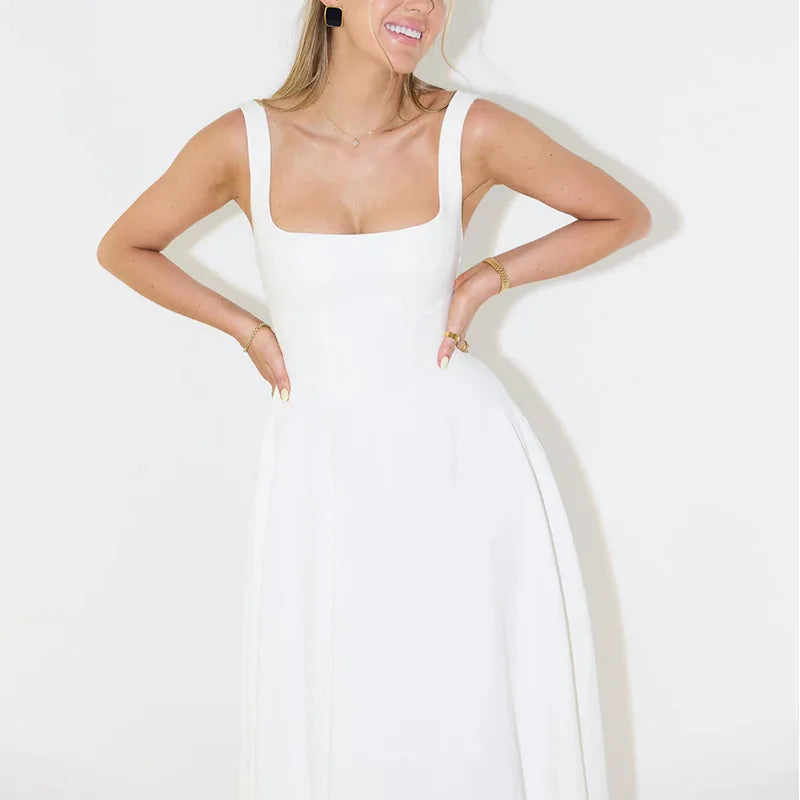 Adrienne – Robe midi structurée minimaliste
