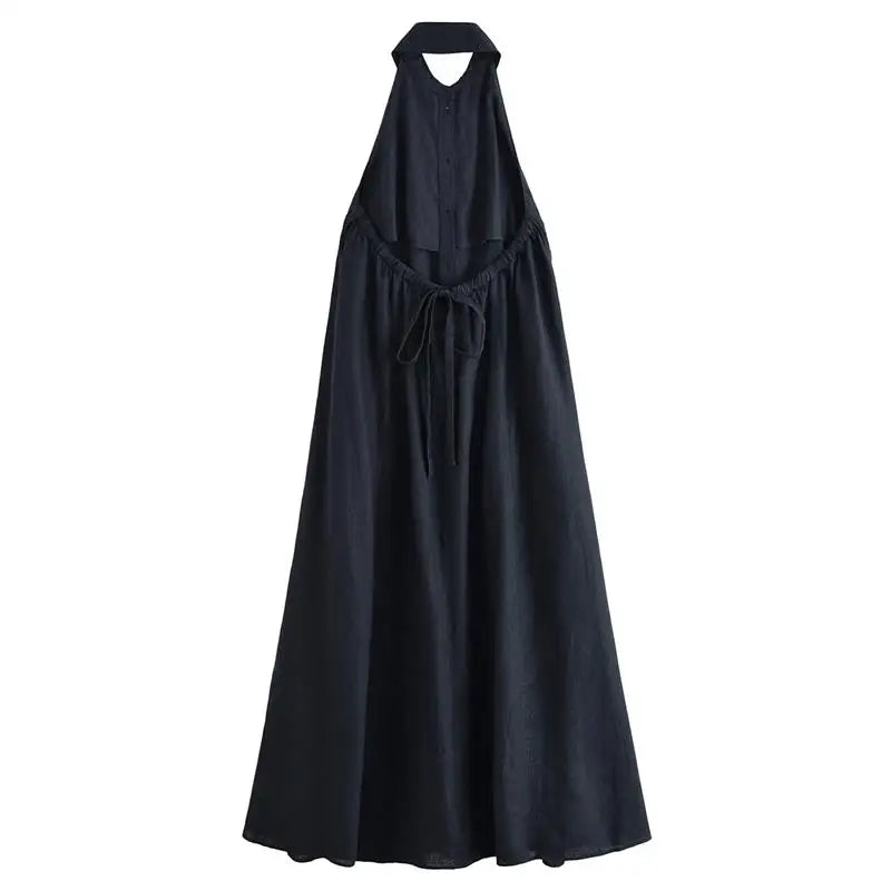 Inès – Robe chemise noire