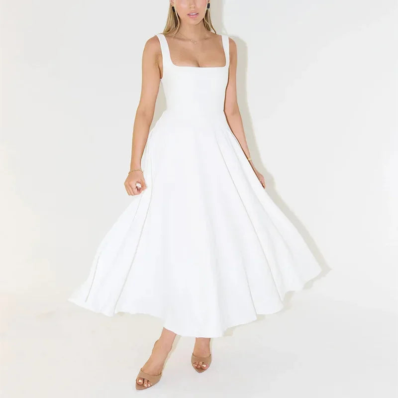 Adrienne – Robe midi structurée minimaliste