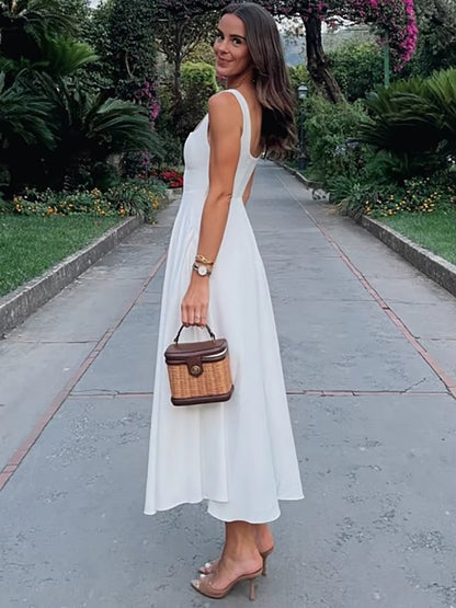 Adrienne – Robe midi structurée minimaliste