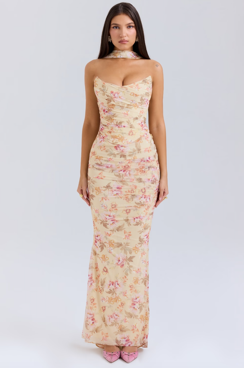 Aurélia – Robe Longue Fleurie Drapée