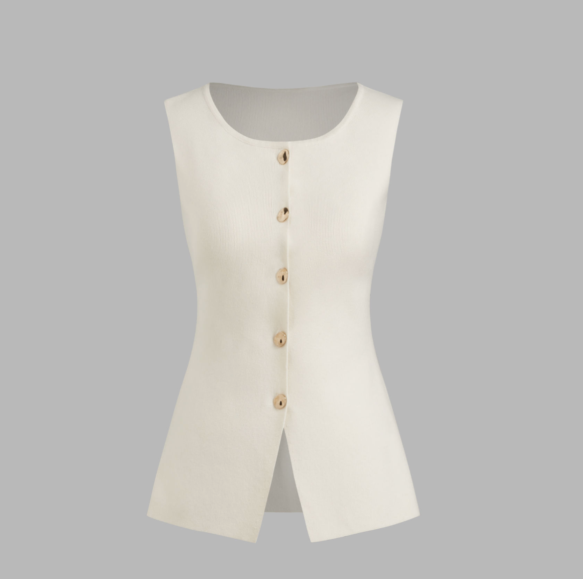 Léa – Gilet à Boutons Dorés