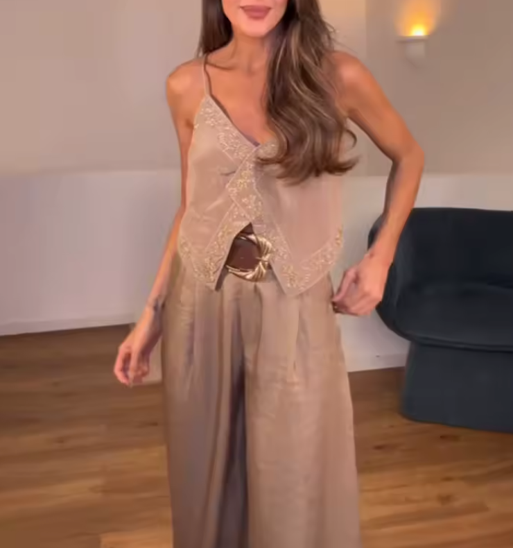 Sacha – Pantalon Fluide Satiné