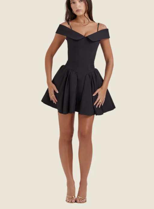 Adèle - Robe Courte à Col Contrasté