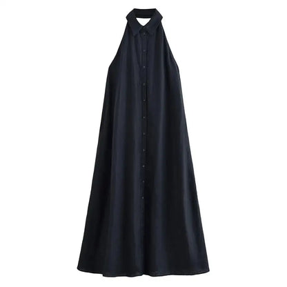Inès – Robe chemise noire