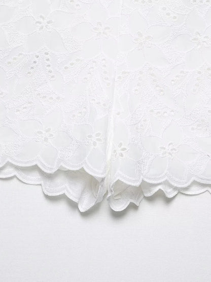 Manon – Short Brodé Blanc