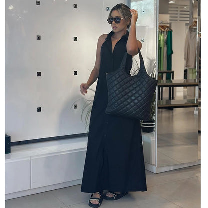 Inès – Robe chemise noire