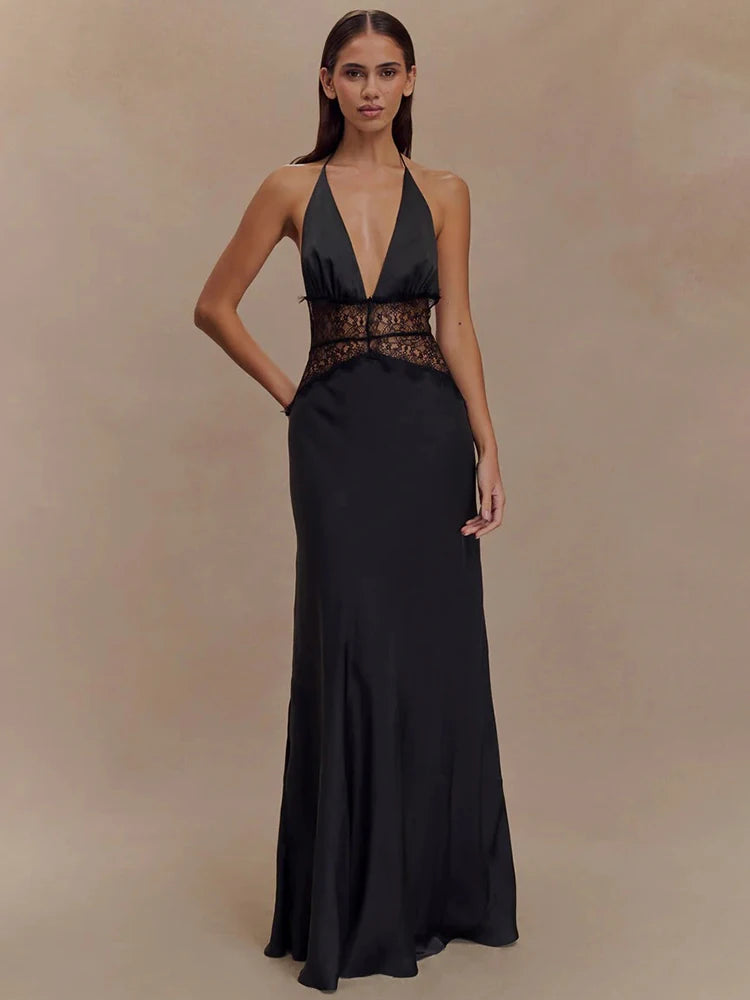 Andrea – Robe Longue à Détail Dentelle