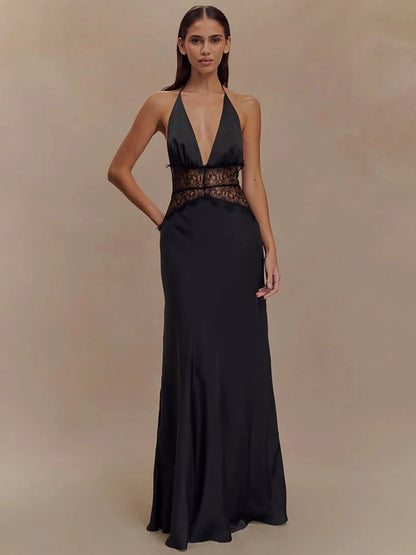 Andrea – Robe Longue à Détail Dentelle