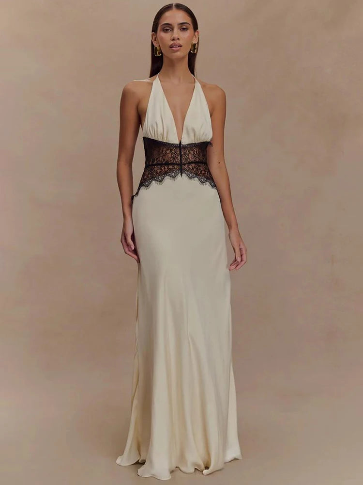 Andrea – Robe Longue à Détail Dentelle